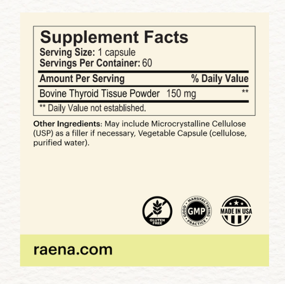 Grass-Fed Glandular Desiccated Thyroid 150 mg